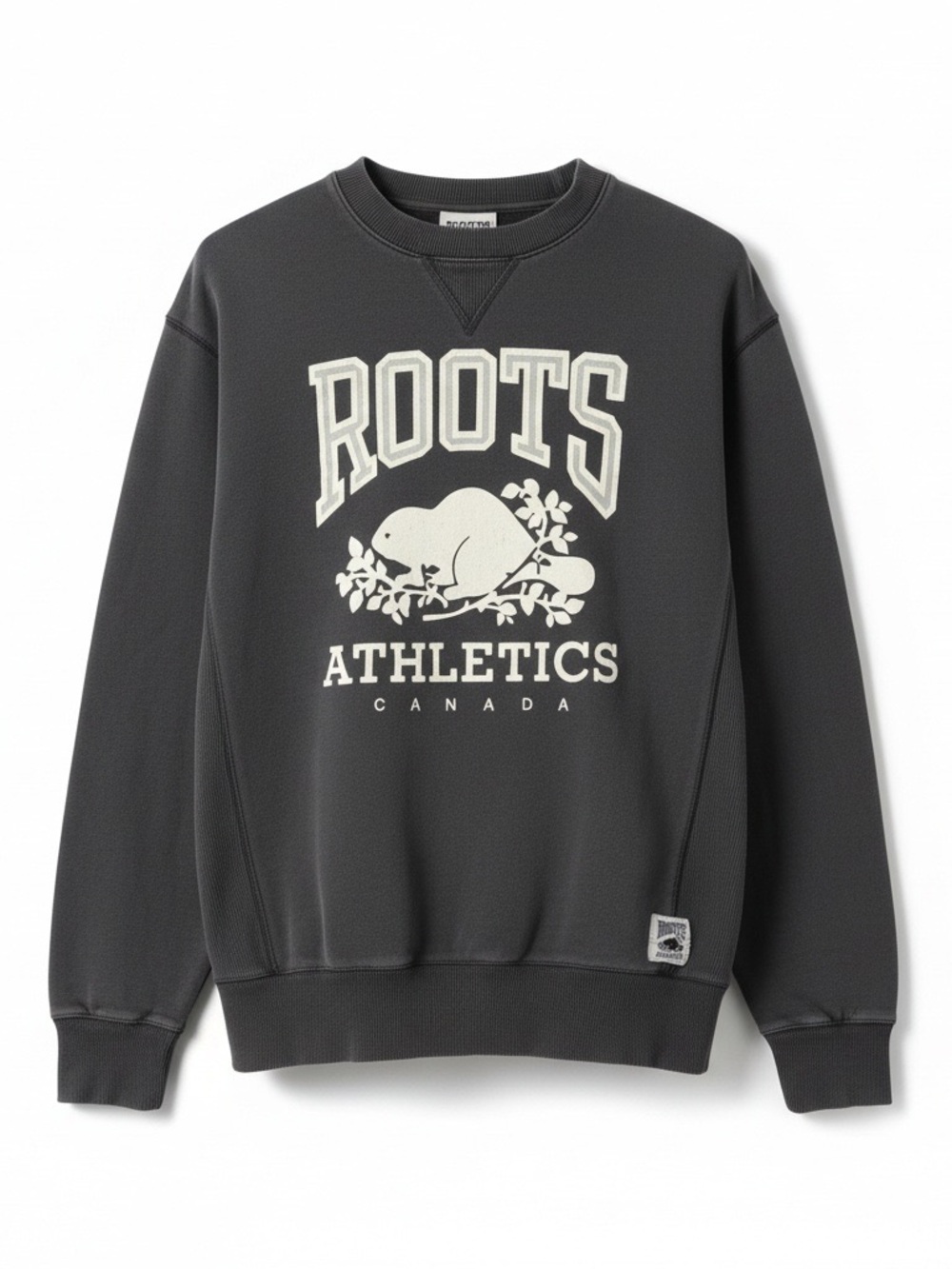 Roots Vintage Dark Gray Crewneck with White Athletics Logo size L